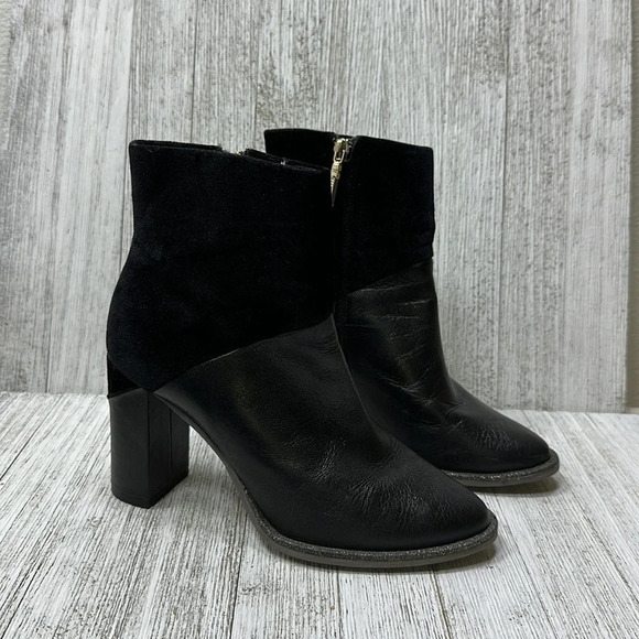 TED BAKER Leather/Suede Block Heel Booties - Picture 2 of 9